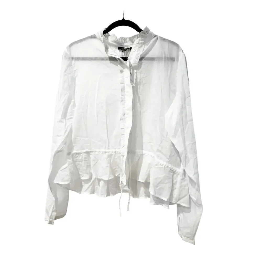 J. Crew Women's Lace-Trim Cinched-Waist Top in Cotton Voile Size Large NWT
